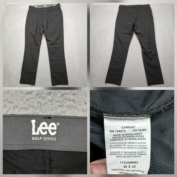 Lee Golf Series Pants Mens 36x32 Black Stretch Performance - Picture 1 of 9